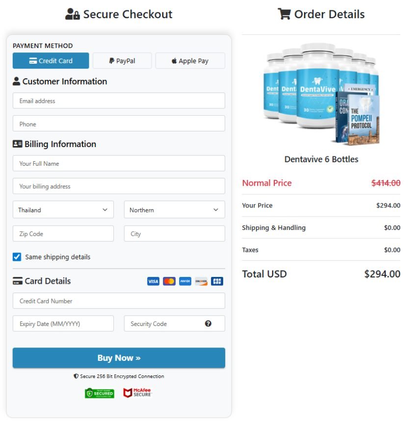 DentaVive secure payment guaranteed for safe online purchase